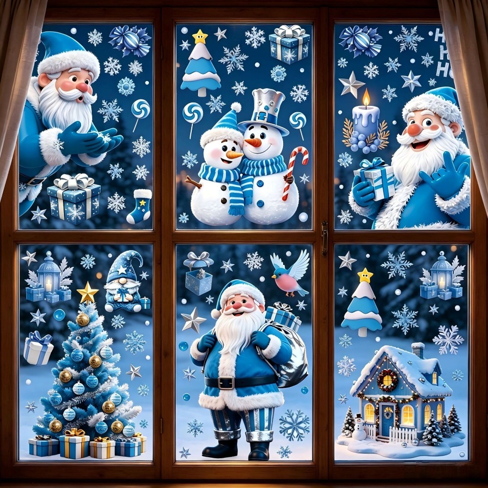 Snowflake Window Decal - Adesivi Natalizi per Finestre, Pupazzo di