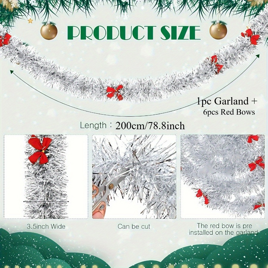 Ghirlanda di Natale con Fiocch - Tinsel Garland Decoration recensione e prezzo